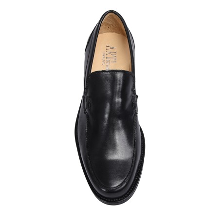 Classic black college shoes mocassin model without strip - Arte Artigiana  Sorrento